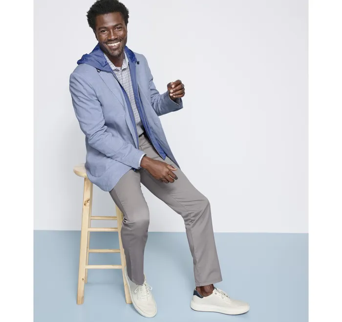 Men Johnston and Murphy XC Flex Hooded Bib Blazer Light Blue Blazers