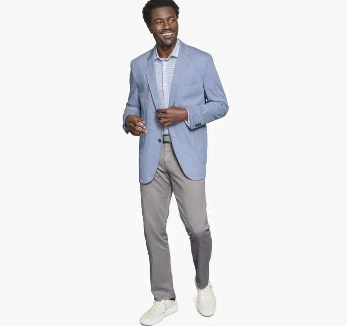 Men Johnston and Murphy XC Flex Hooded Bib Blazer Light Blue Blazers