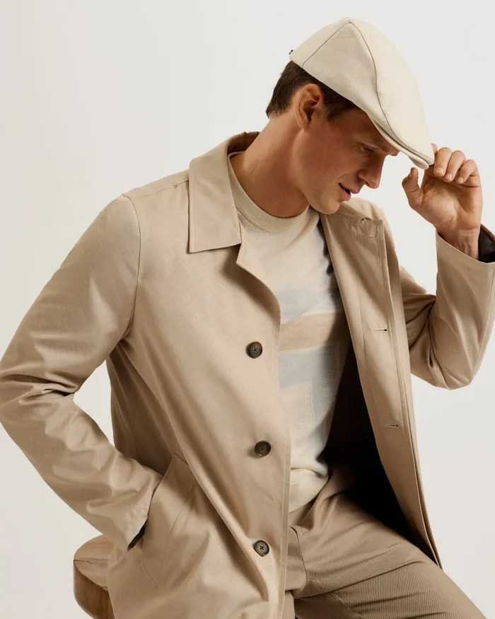 Men JOSSH 8211 Herringbone Flat Cap White Ted Baker Hats and Caps