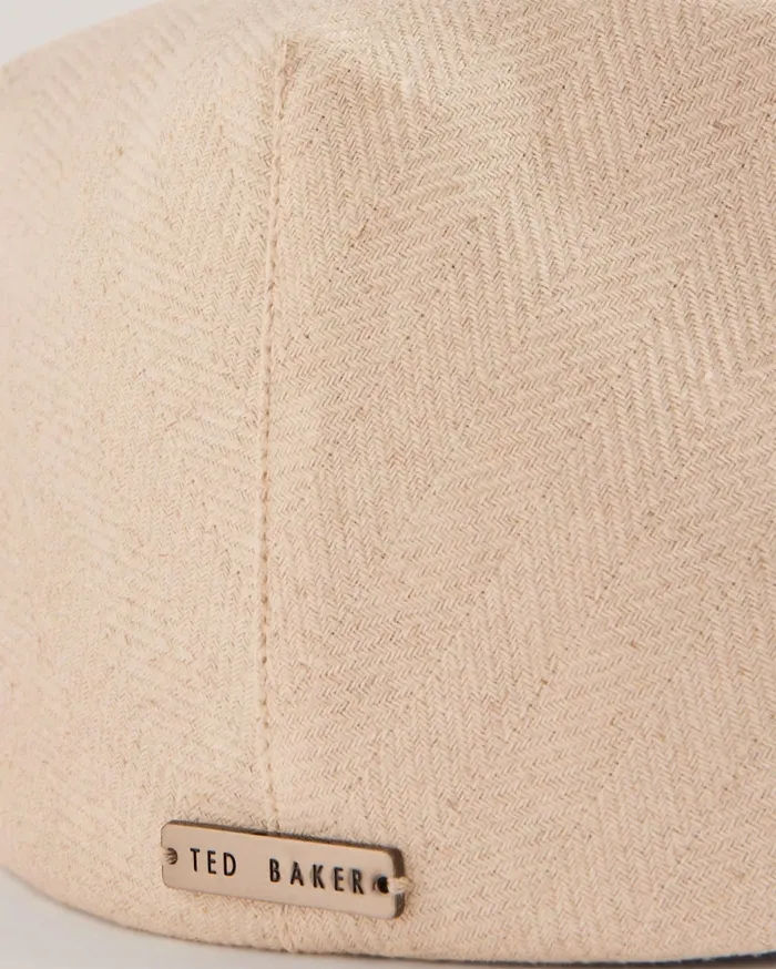 Men JOSSH 8211 Herringbone Flat Cap White Ted Baker Hats and Caps