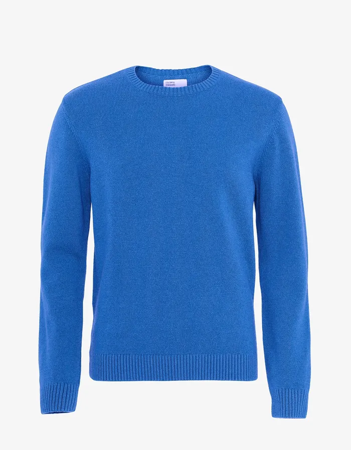 Men Knit Sweaters Colorfulstandard Classic Merino Wool Crew 8211 Pacific Blue