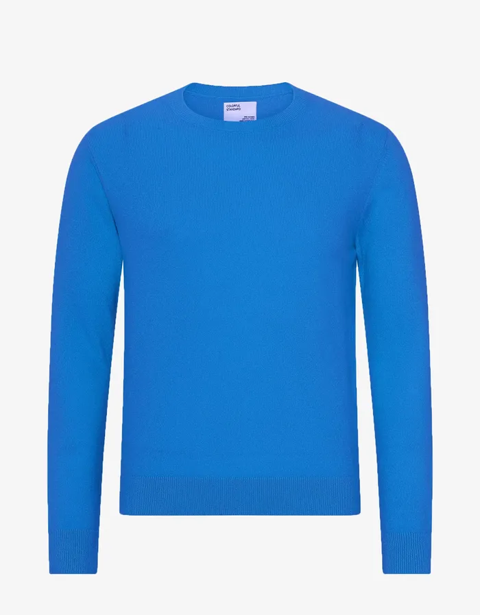 Men Knit Sweaters Colorfulstandard Light Merino Wool Crew 8211 Pacific Blue