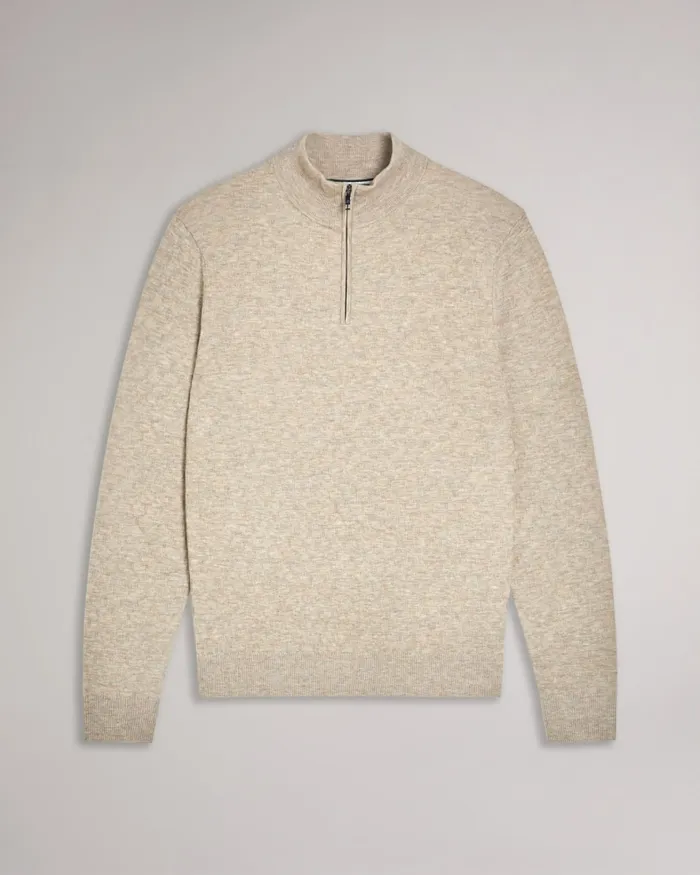 Men KURNLE 8211 Textured Knit Funnel Neck Jumper Browntan Ted Baker Tops