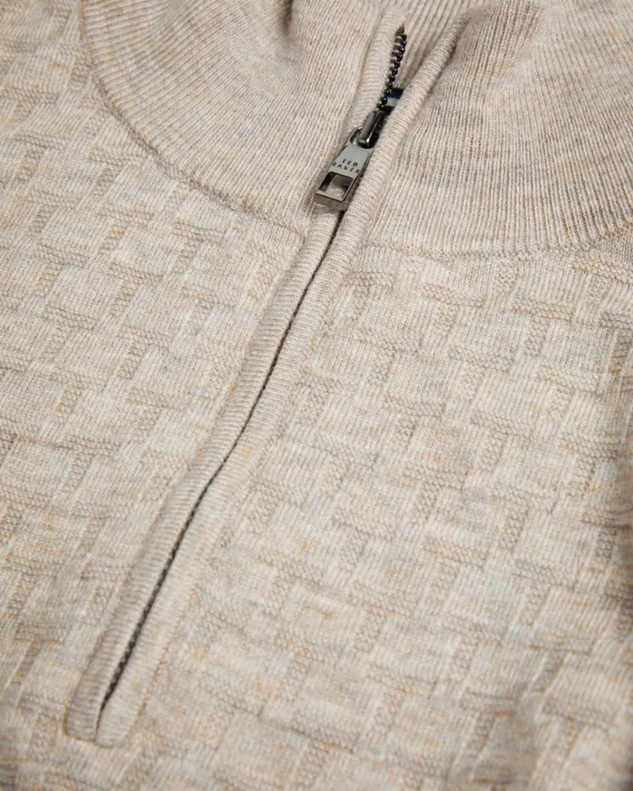 Men KURNLE 8211 Textured Knit Funnel Neck Jumper Browntan Ted Baker Tops Men KURNLE 8211 Textured Knit Funnel Neck Jumper Browntan Ted Baker Tops