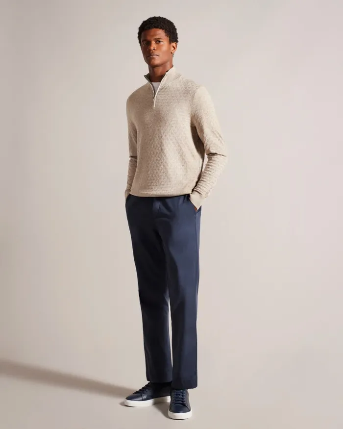 Men KURNLE 8211 Textured Knit Funnel Neck Jumper Browntan Ted Baker Tops Men KURNLE 8211 Textured Knit Funnel Neck Jumper Browntan Ted Baker Tops