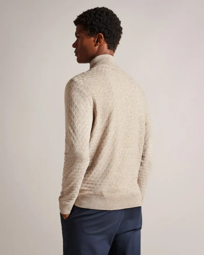 Men KURNLE 8211 Textured Knit Funnel Neck Jumper Browntan Ted Baker Tops Men KURNLE 8211 Textured Knit Funnel Neck Jumper Browntan Ted Baker Tops