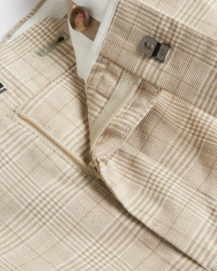 Men LAMBATH 8211 Slim Fit Check Linen Blend Shorts Taupe Ted Baker Shorts
