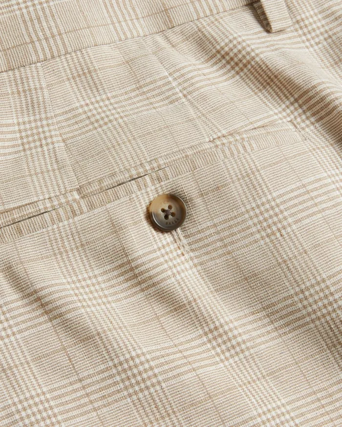 Men LAMBATH 8211 Slim Fit Check Linen Blend Shorts Taupe Ted Baker Shorts