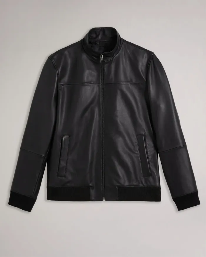 Men LEADON 8211 Leather Bomber Jacket Black Ted Baker Coats and Jackets