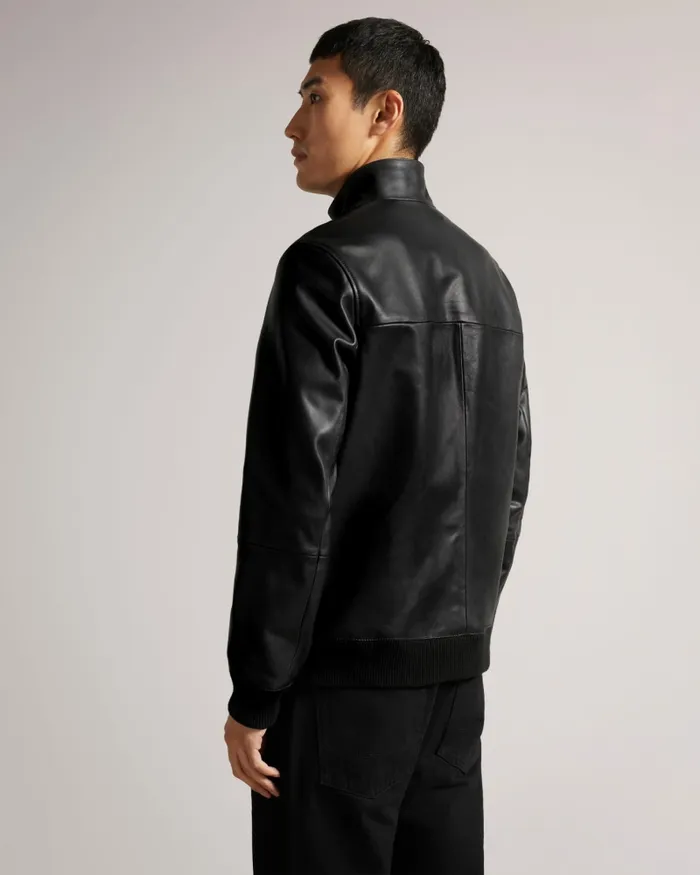 Men LEADON 8211 Leather Bomber Jacket Black Ted Baker Coats and Jackets