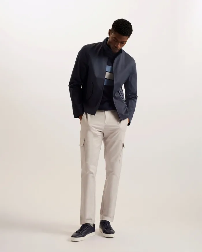 Men LEHURST 8211 Funnel Neck Harrington Jacket Navy Ted Baker Coats and Jackets