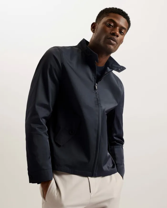 Men LEHURST 8211 Funnel Neck Harrington Jacket Navy Ted Baker Coats and Jackets