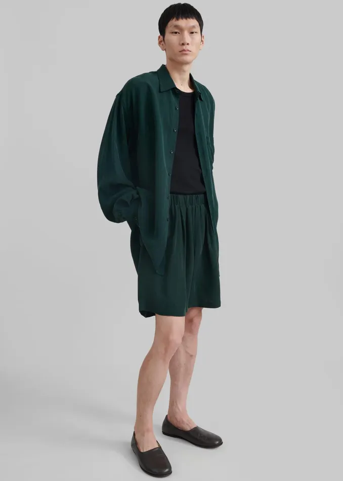 Men Leland Silky Boxer Shorts 8211 Forest Green The Frankie Shop Bottoms