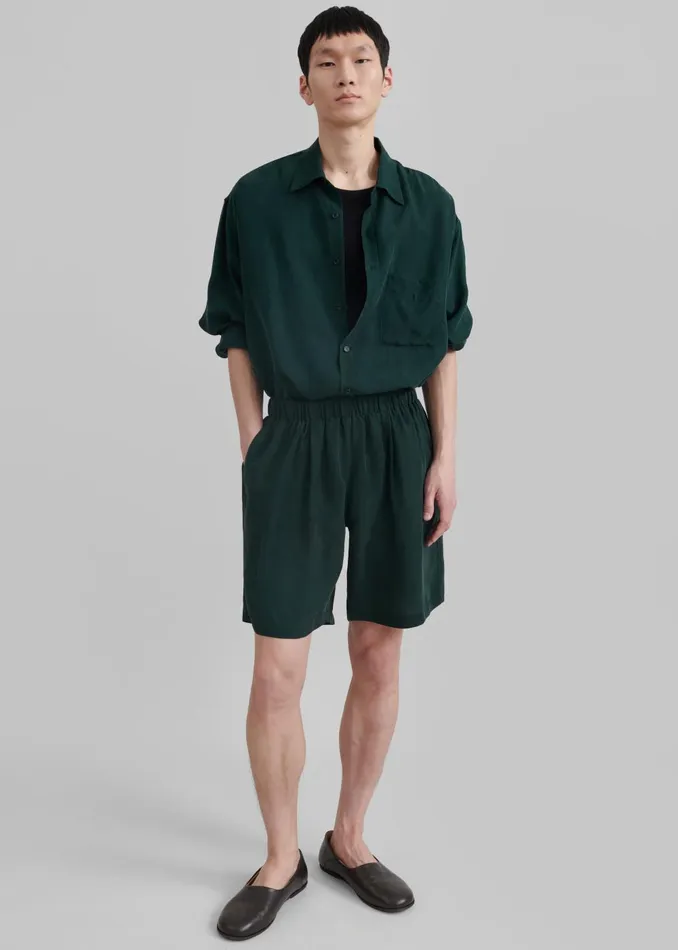 Men Leland Silky Boxer Shorts 8211 Forest Green The Frankie Shop Bottoms
