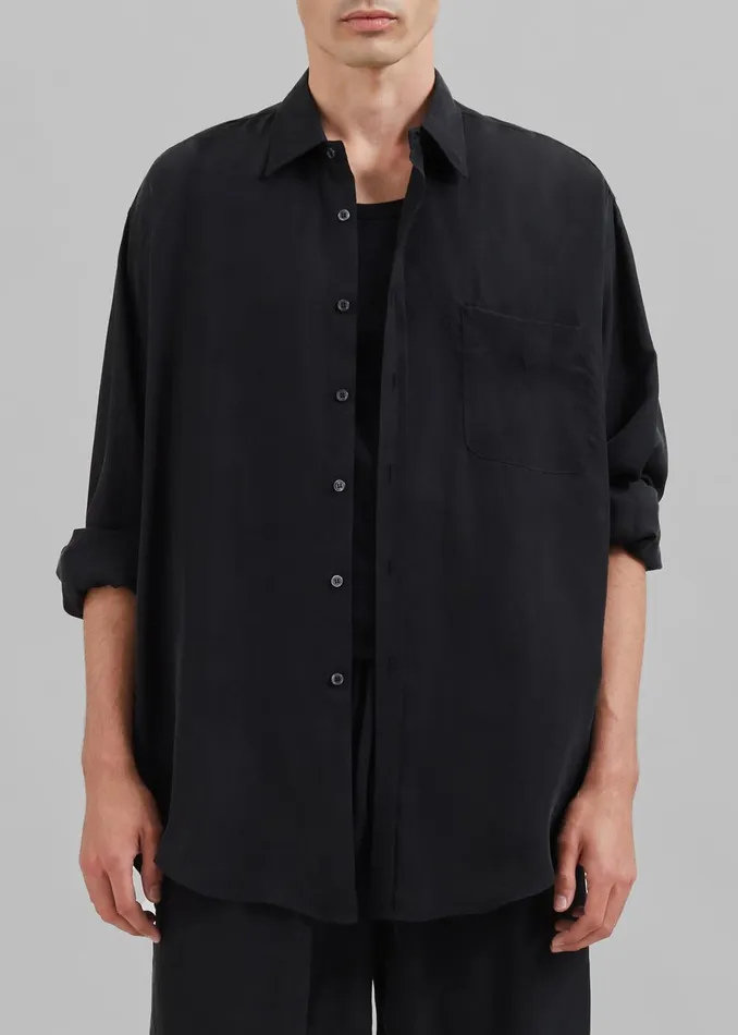 Men Leland Silky Shirt 8211 Black The Frankie Shop Tops