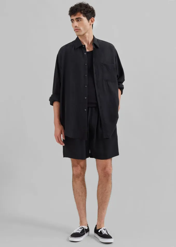 Men Leland Silky Shirt 8211 Black The Frankie Shop Tops