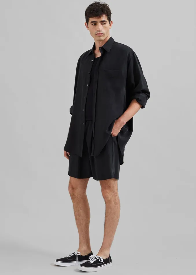 Men Leland Silky Shirt 8211 Black The Frankie Shop Tops