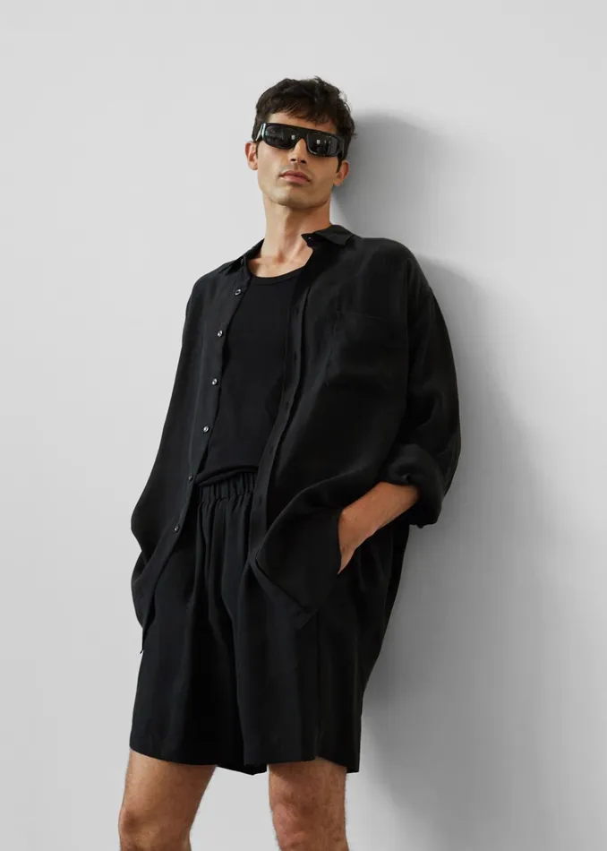 Men Leland Silky Shirt 8211 Black The Frankie Shop Tops