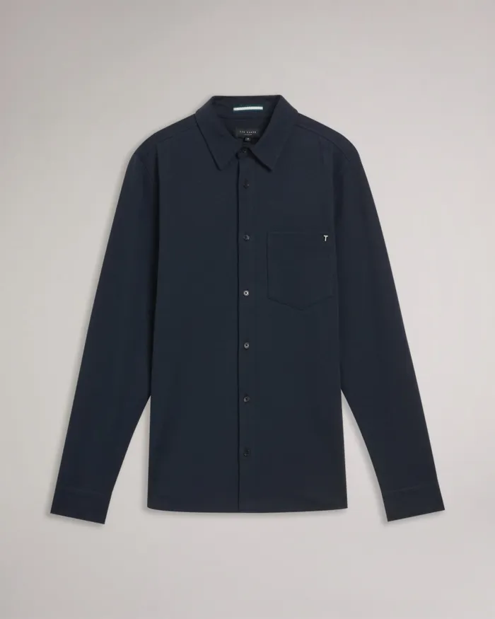 Men LEYLAND 8211 Long Sleeve Cotton Blend Shirt Navy Ted Baker Shirts