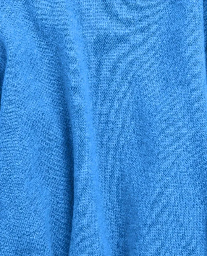 Men Light Merino Wool Crew Pacific Blue Colorful Standard Knit Sweaters