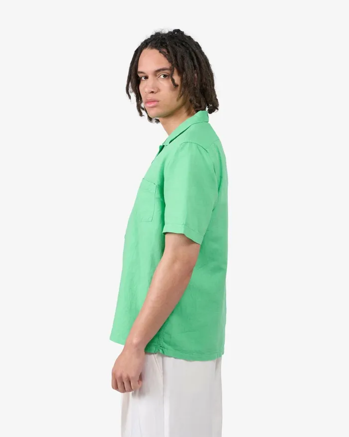 Men Linen Short Sleeved Shirt Optical White Colorful Standard Shirts