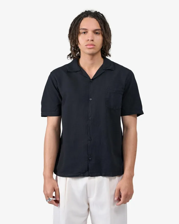Men Linen Short Sleeved Shirt Soft Yellow Colorful Standard Shirts