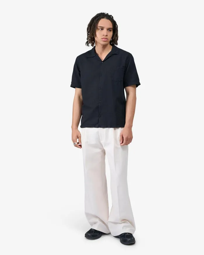 Men Linen Short Sleeved Shirt Soft Yellow Colorful Standard Shirts