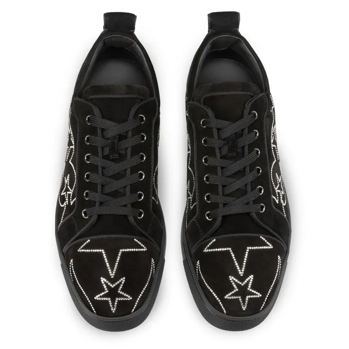 Men Louisiago Junior Sneakers 8211 Veau Velours And Strass 8211 Black Christian Louboutin Sneakers