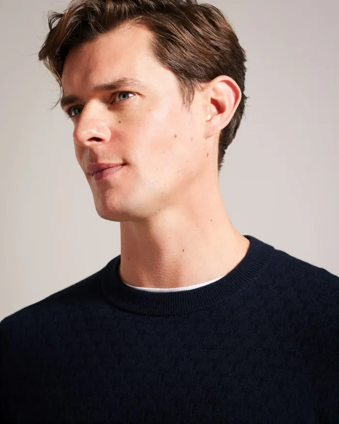 Men LOUNG 8211 Long Sleeve T Knit Jumper Navy Ted Baker Jumpers and Knitwear Men LOUNG 8211 Long Sleeve T Knit Jumper Navy Ted Baker Jumpers and Knitwear