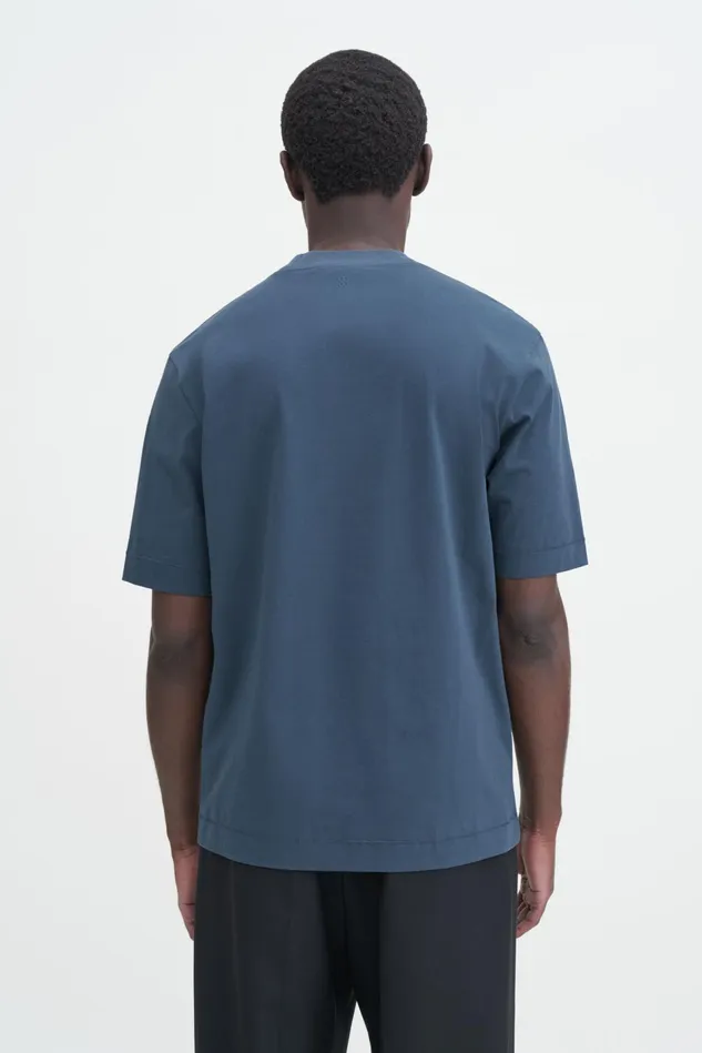 Men Mock Neck Cotton Tee Dawn Blue Filippa K TShirts