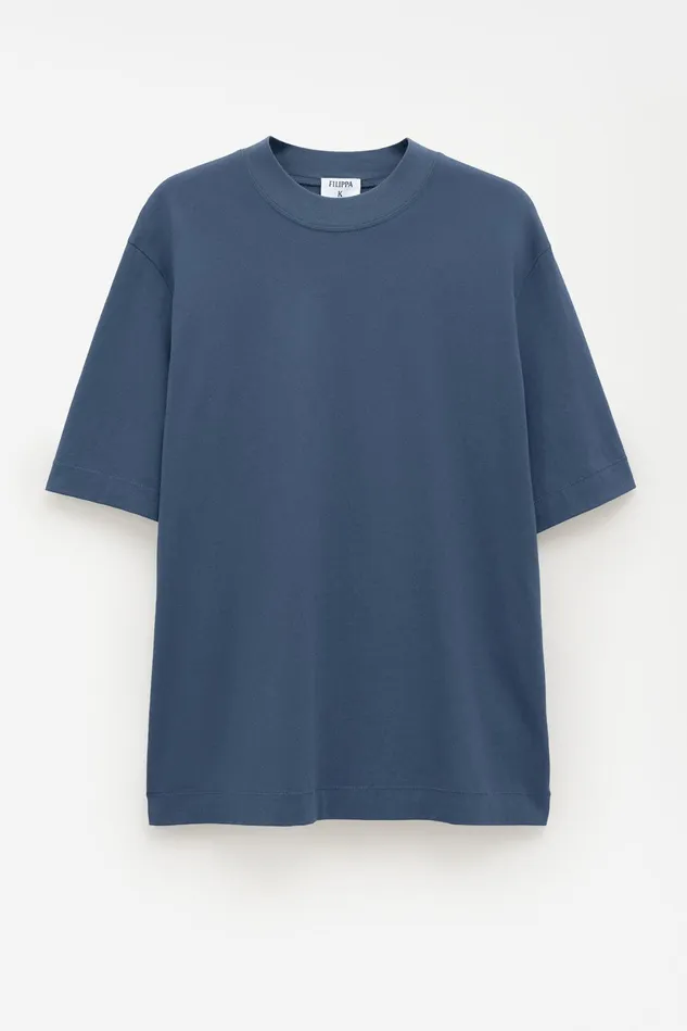 Men Mock Neck Cotton Tee Dawn Blue Filippa K TShirts