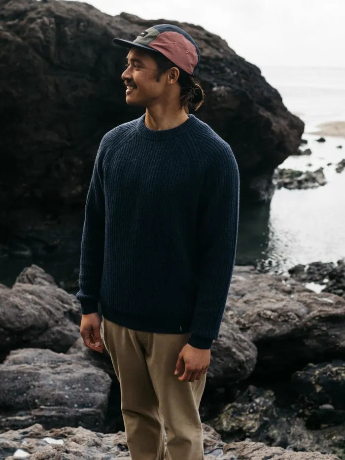 Men Mora Knit Jumper Navy Finisterre Knitwear