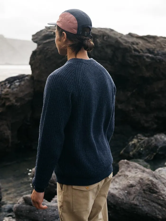 Men Mora Knit Jumper Navy Finisterre Knitwear