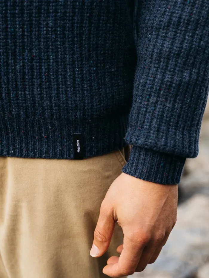 Men Mora Knit Jumper Navy Finisterre Knitwear