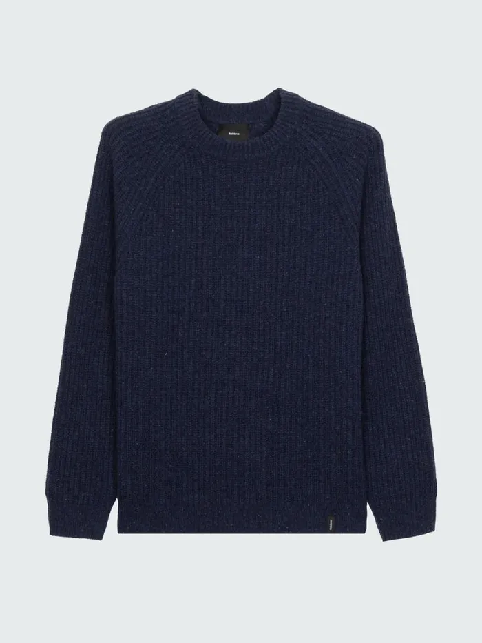 Men Mora Knit Jumper Navy Finisterre Knitwear