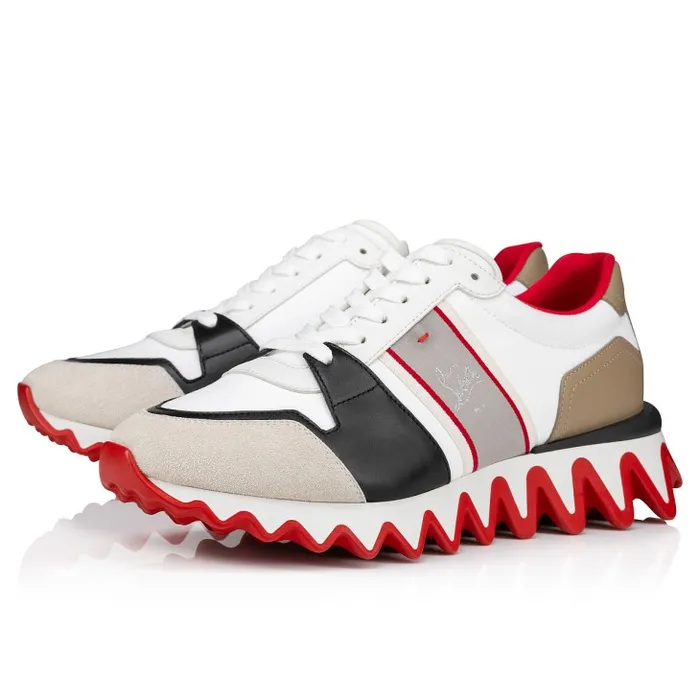 Men Nastroshark Sneakers 8211 Olona Canva And Calf Leather 8211 White Christian Louboutin Sneakers