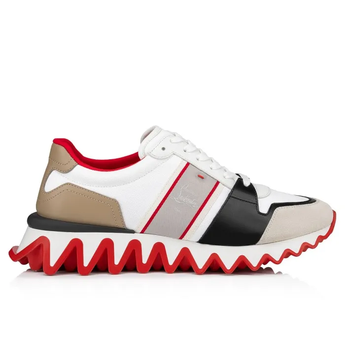 Men Nastroshark Sneakers 8211 Olona Canva And Calf Leather 8211 White Christian Louboutin Sneakers