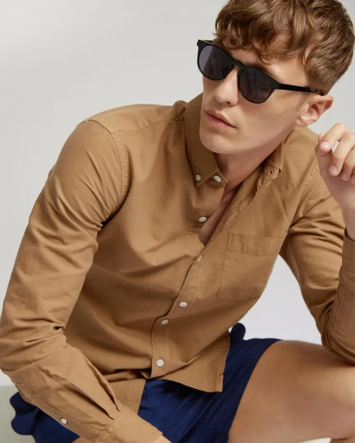 Men Organic Button Down Shirt Lava Grey Colorful Standard Shirts