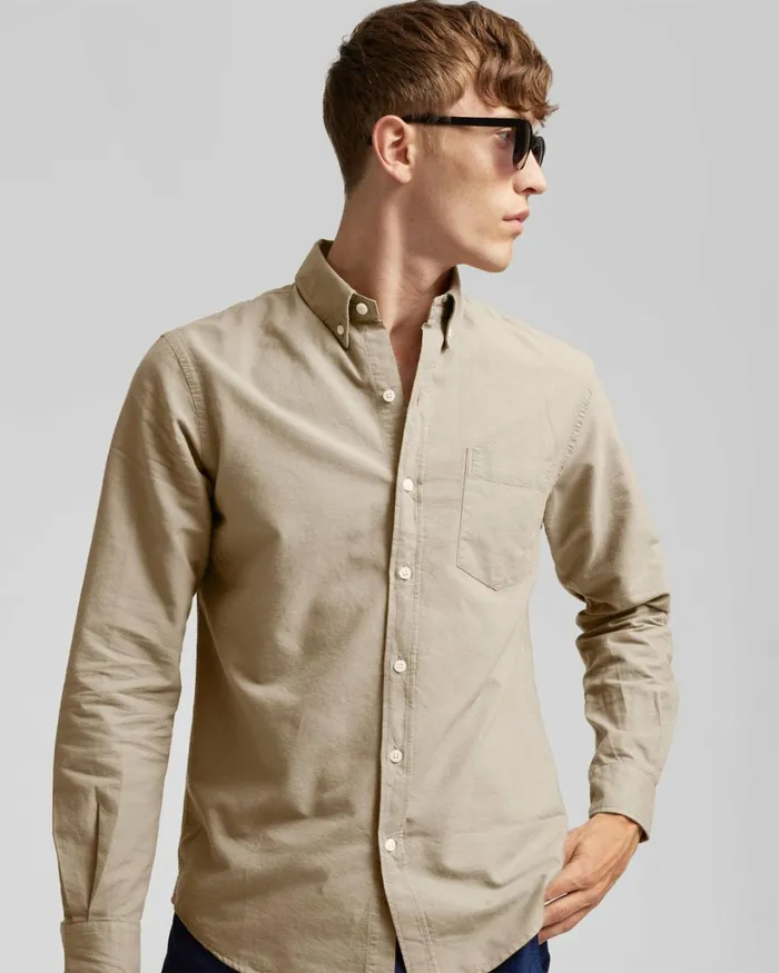 Men Organic Button Down Shirt Optical White Colorful Standard Shirts
