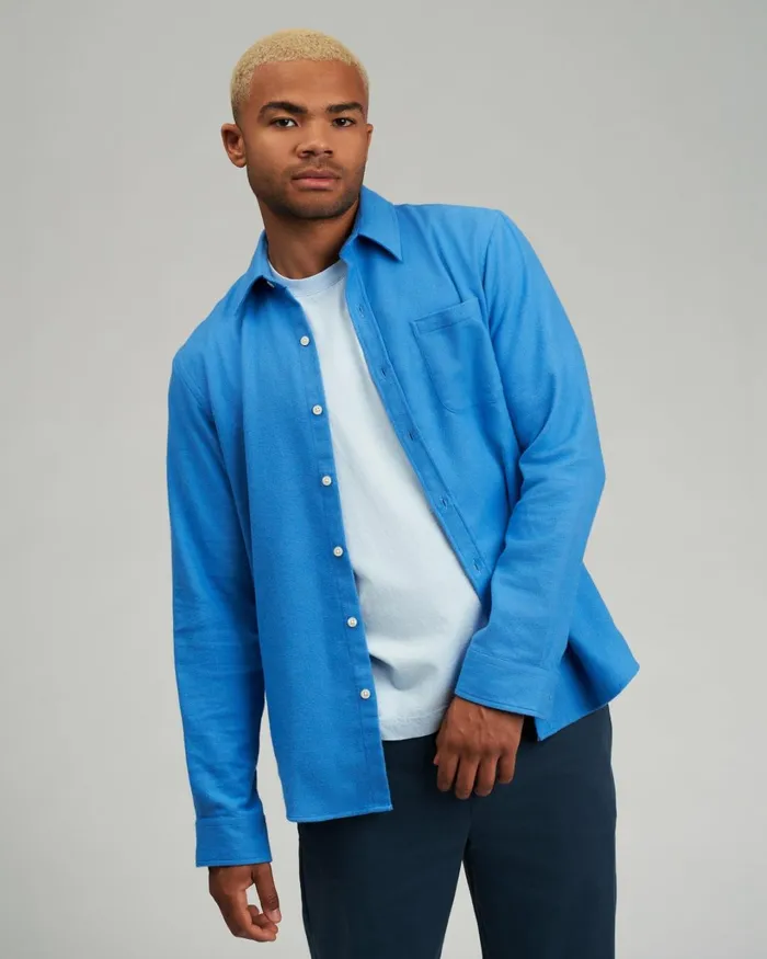 Men Organic Flannel Shirt Lava Grey Colorful Standard Shirts