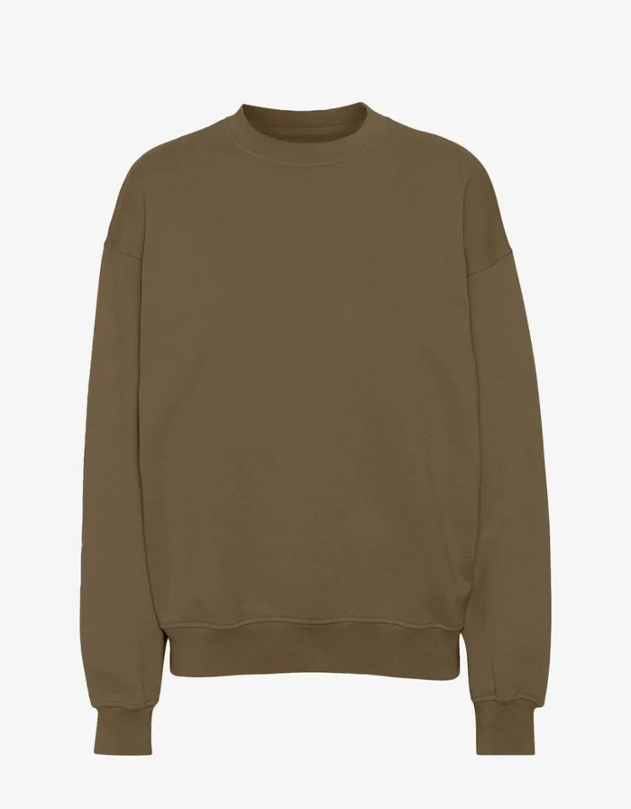 Men Organic Oversized Crew Cedar Brown Colorful Standard Crewneck Sweatshirts