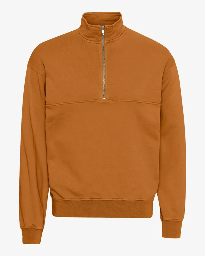 Men Organic Quarter Zip Ginger Brown Colorful Standard Quarter Zips