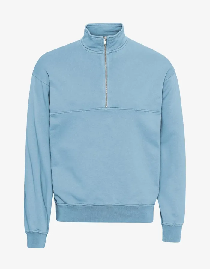 Men Organic Quarter Zip Seaside Blue Colorful Standard Quarter Zips