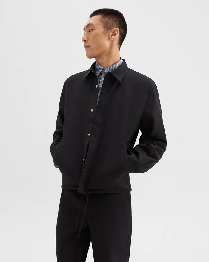 Men Outerwear Theory Coach Jacket In Gabardine Black