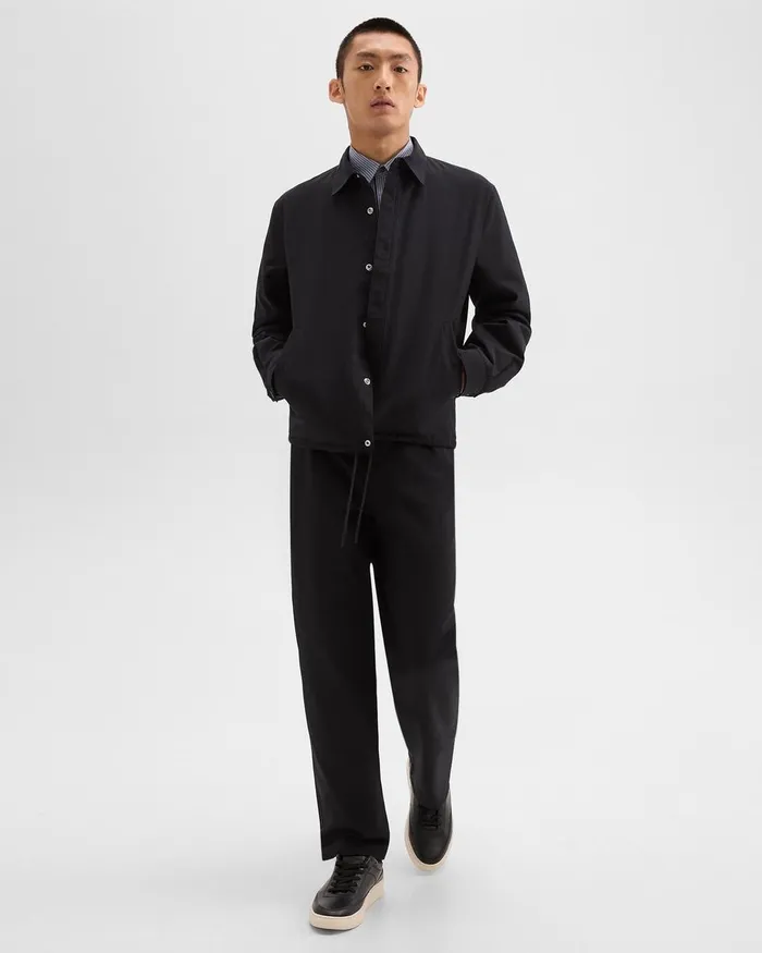 Men Outerwear Theory Coach Jacket In Gabardine Black