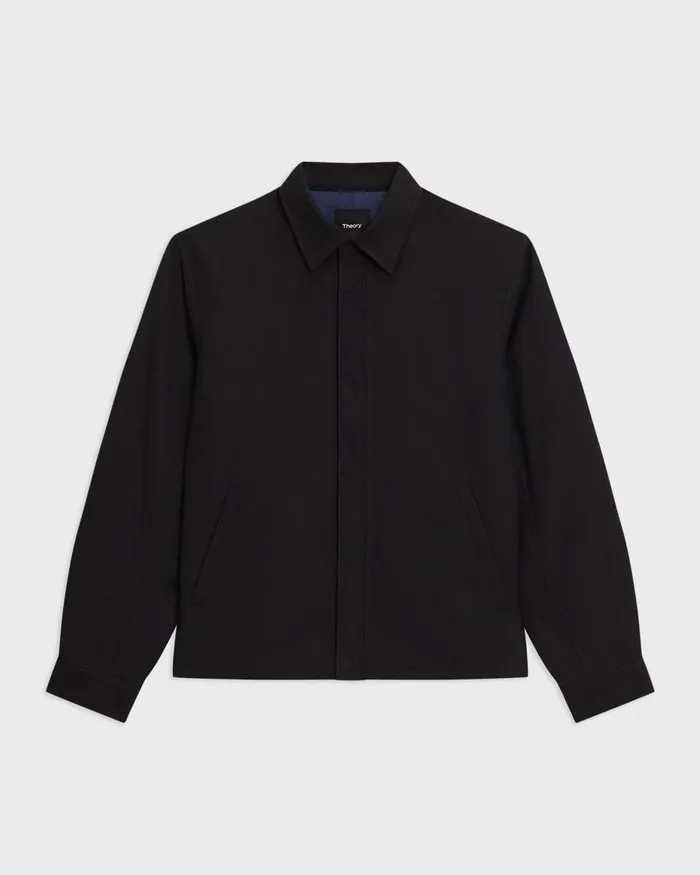 Men Outerwear Theory Coach Jacket In Gabardine Black