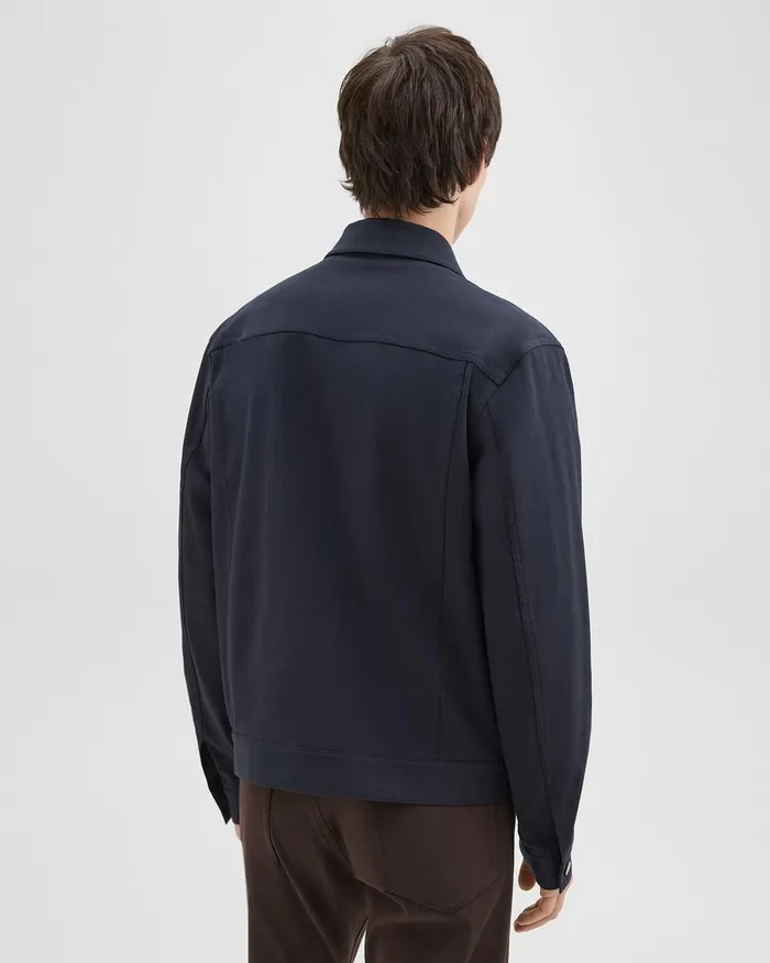 Men Outerwear Theory River Trucker Jacket In Neoteric Twill Dark Navy
