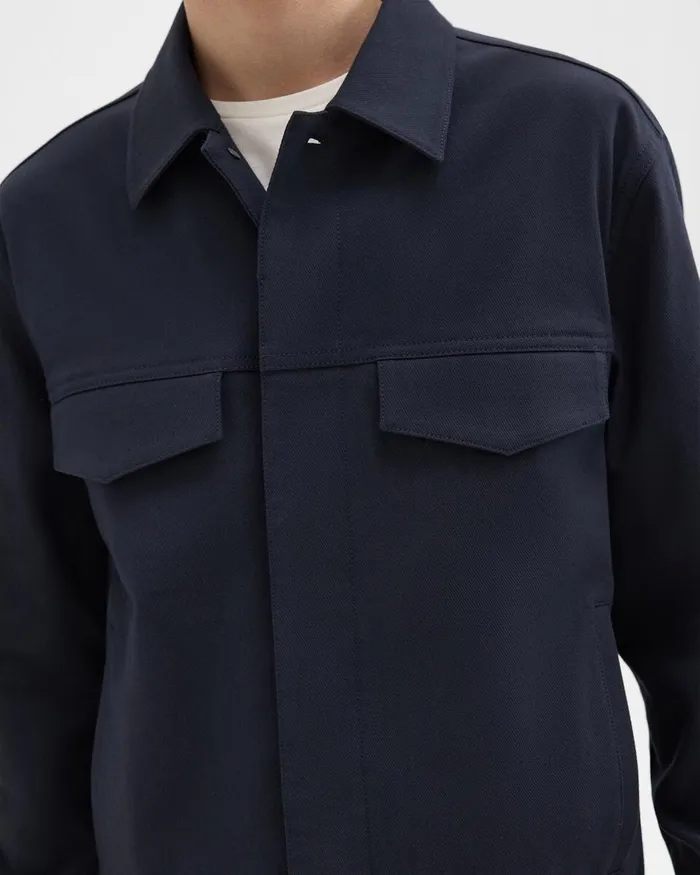 Men Outerwear Theory River Trucker Jacket In Neoteric Twill Dark Navy
