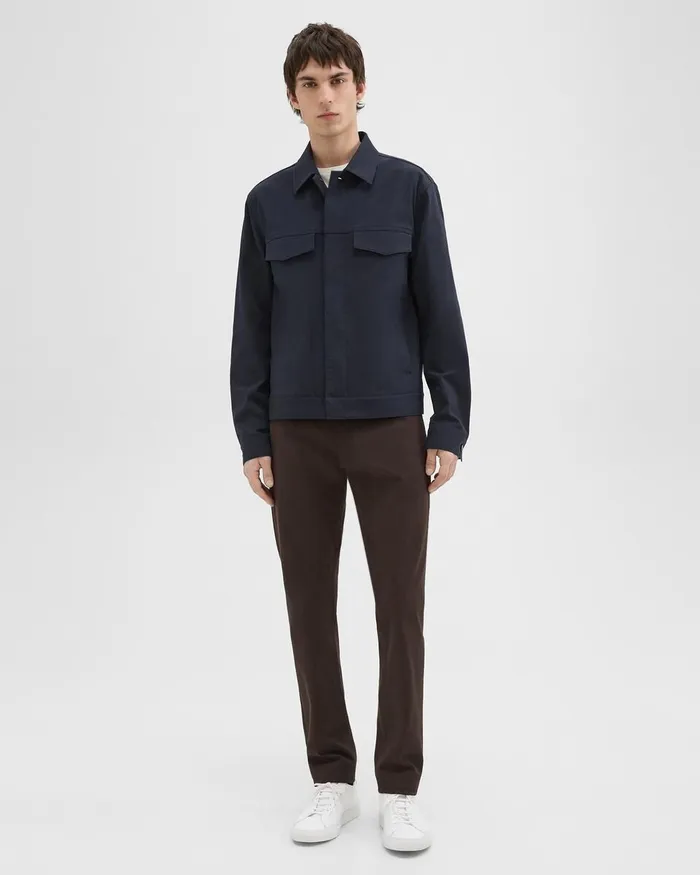 Men Outerwear Theory River Trucker Jacket In Neoteric Twill Dark Navy