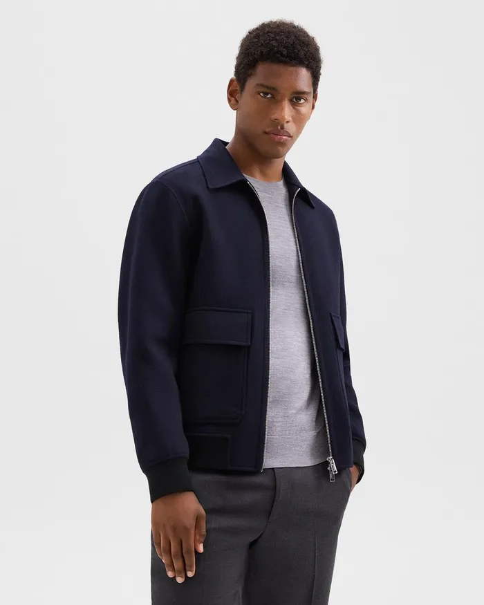 Men Outerwear Theory Sean Jacket In DoubleFace WoolCashmere Baltic